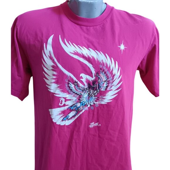 Large Vintage T-Shirt Jerzees Pink Joe Rector Cherokee Nation Art Eagle Warrior - Picture 1 of 4